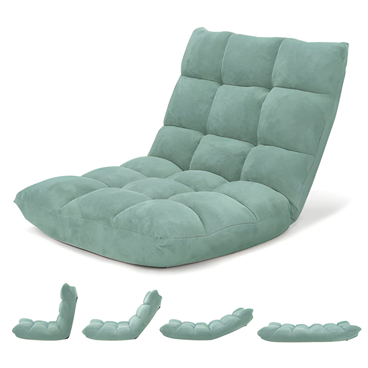 Floor Chair with 14 Locking Positions and Foam Padding, Steel Frame Support
