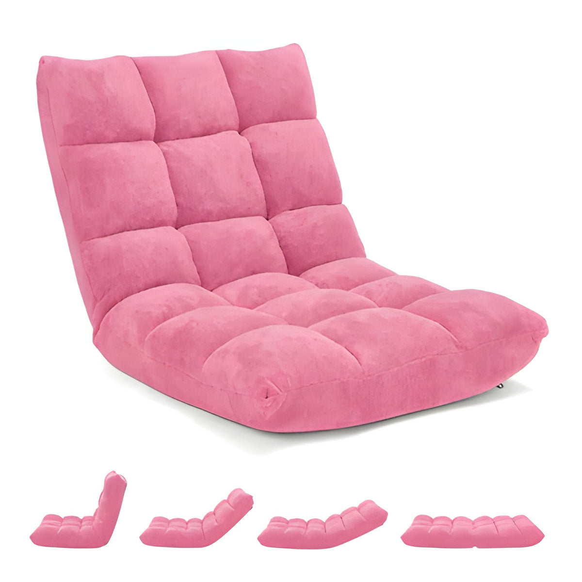 Floor Chair with 14 Locking Positions and Foam Padding, Steel Frame Support