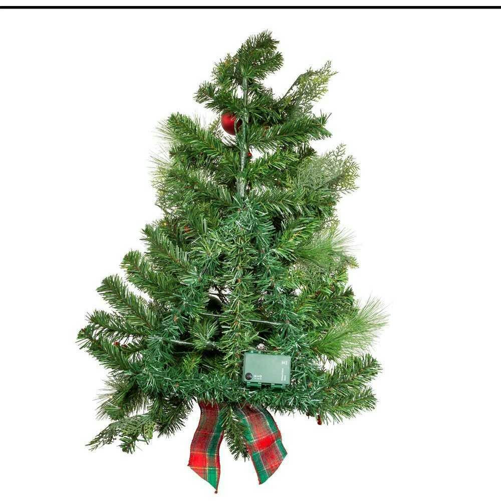 Pre-Lit Red And Green Wall Tree With Bow