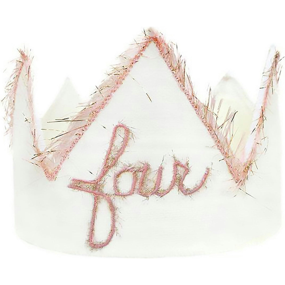 "Four" Linen Crown With Eyelash Trim
