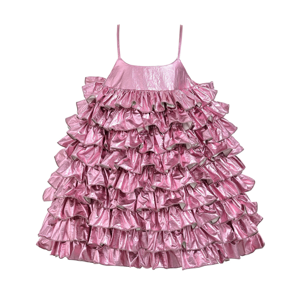 Pink Valeriane Tiered Ruffle Dress