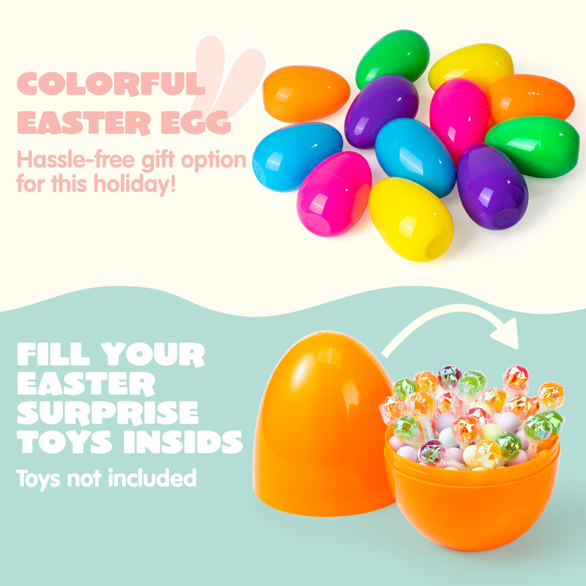 24 Pcs Large Plastic Easter Eggs, 6 Inches Colorful Jumbo Eggs Fillable