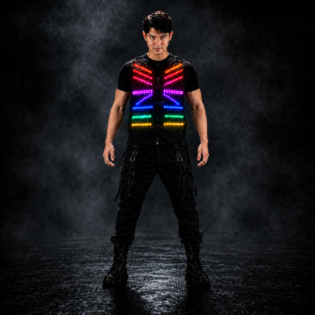 LED Luminous Vest for Stage Performance, Atmosphere Fluorescent Strobe Costume