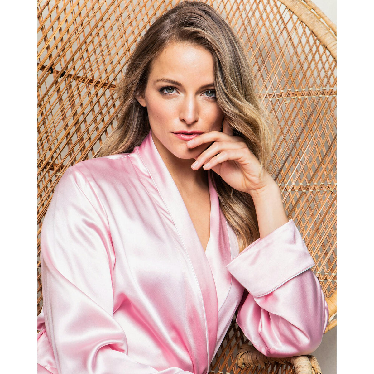 Women's Silk Long Robe in White