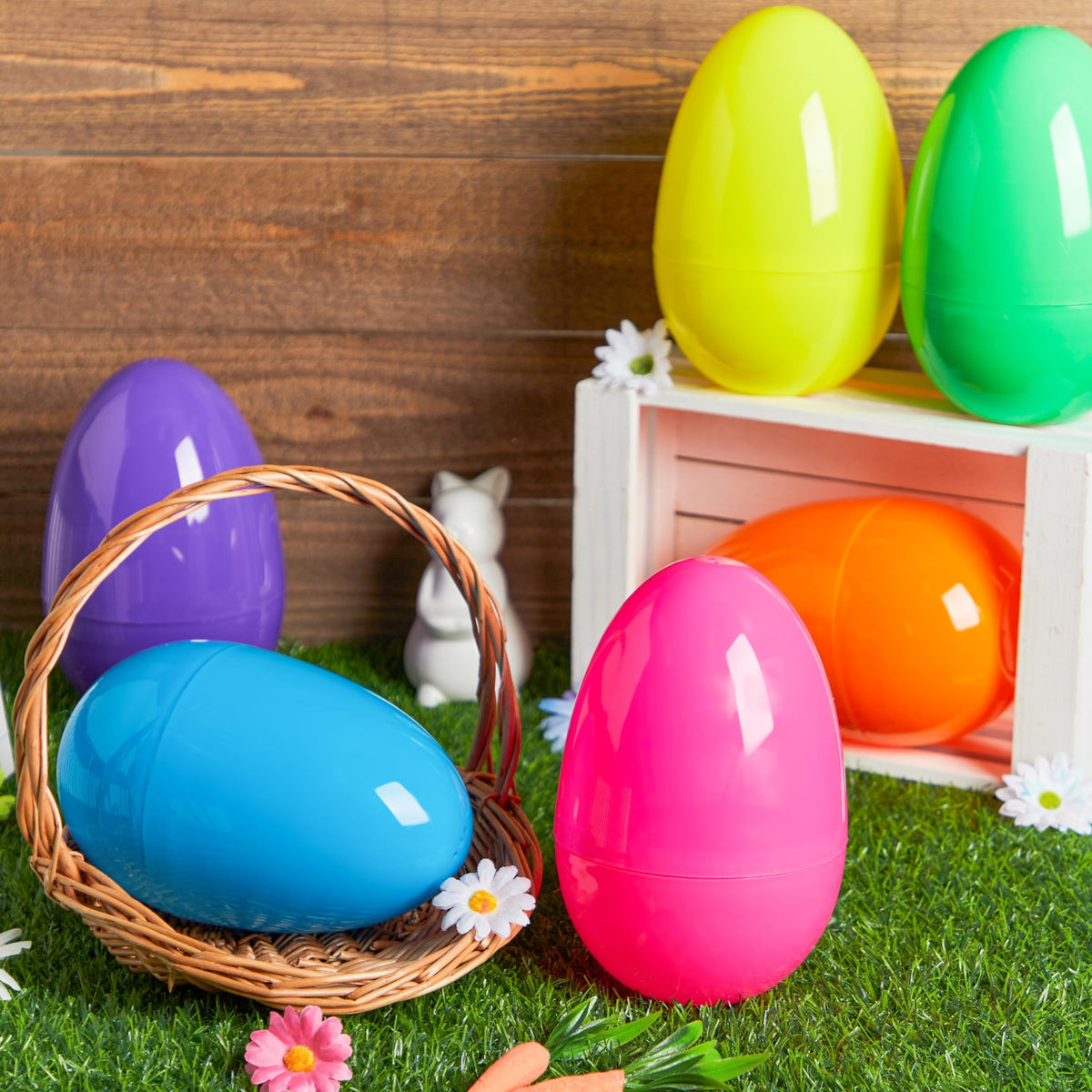 24 Pcs Large Plastic Easter Eggs, 6 Inches Colorful Jumbo Eggs Fillable