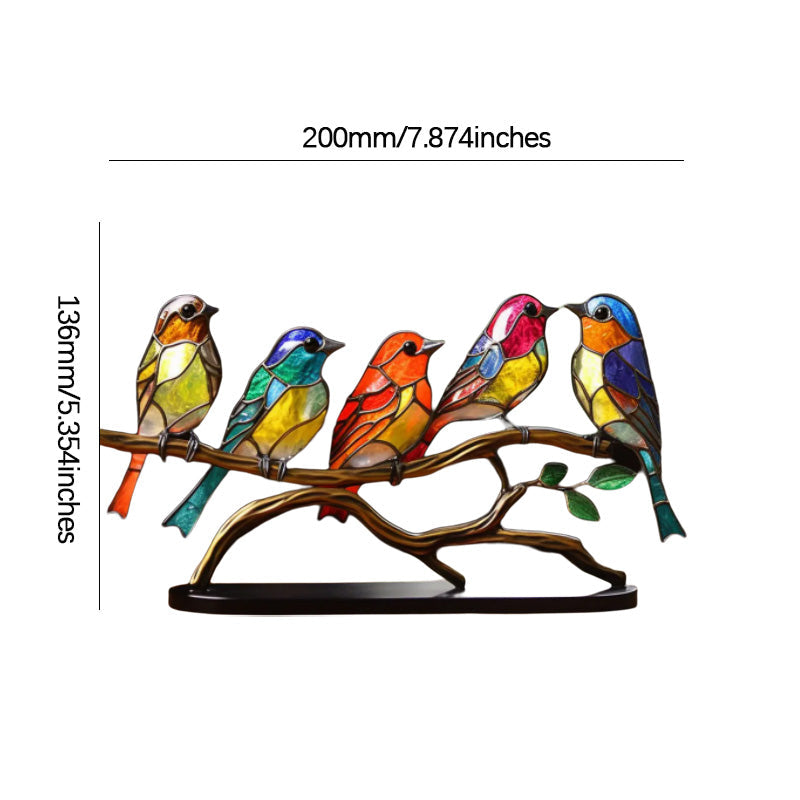 Bird Ornament on Branch, Acrylic Bird Figurine for Bedroom Decor, Colorful Desk Accessories, Living Room Decor for Shelf