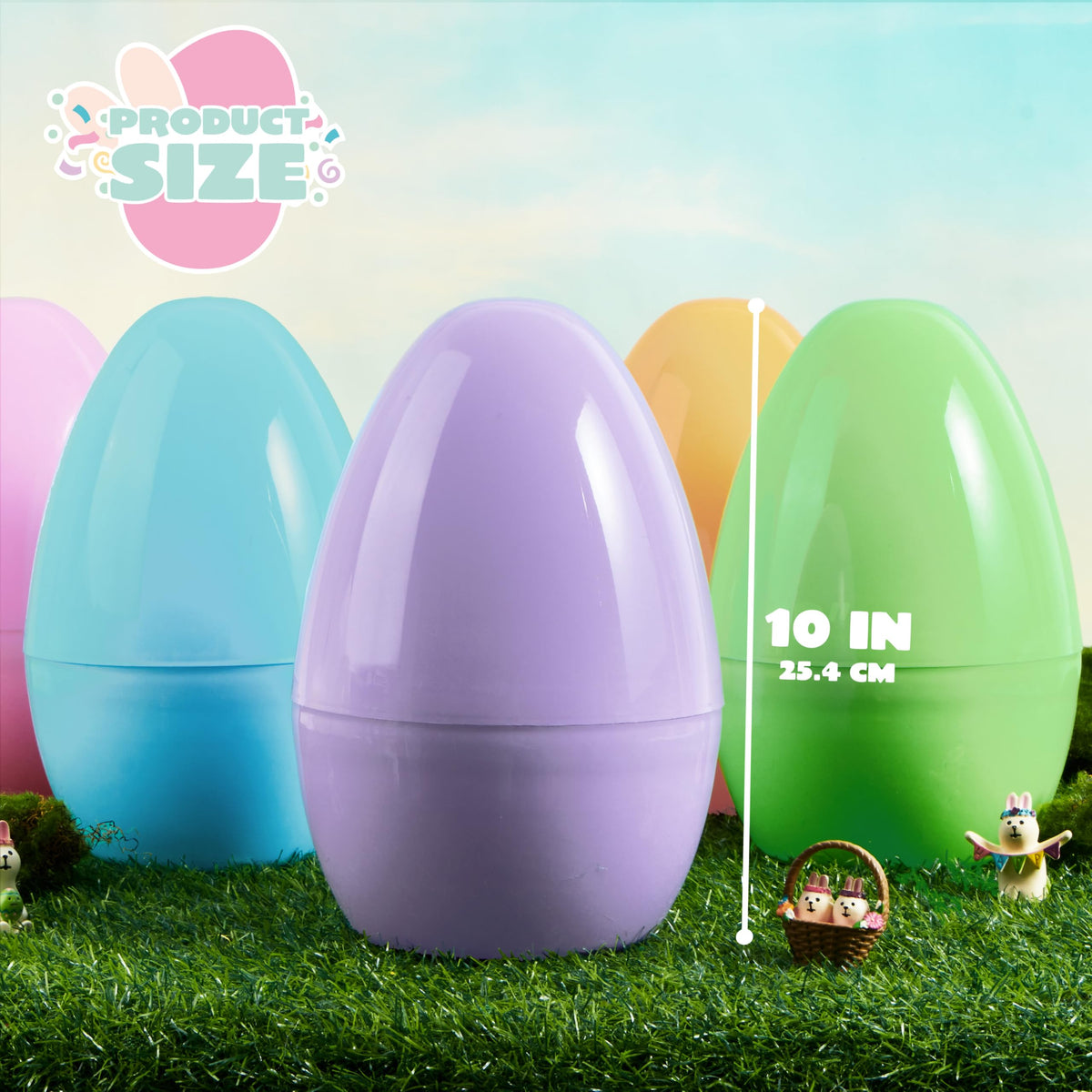 6Pcs Jumbo Plastic Easter Eggs Pastel Fillable Hunt Party Favors