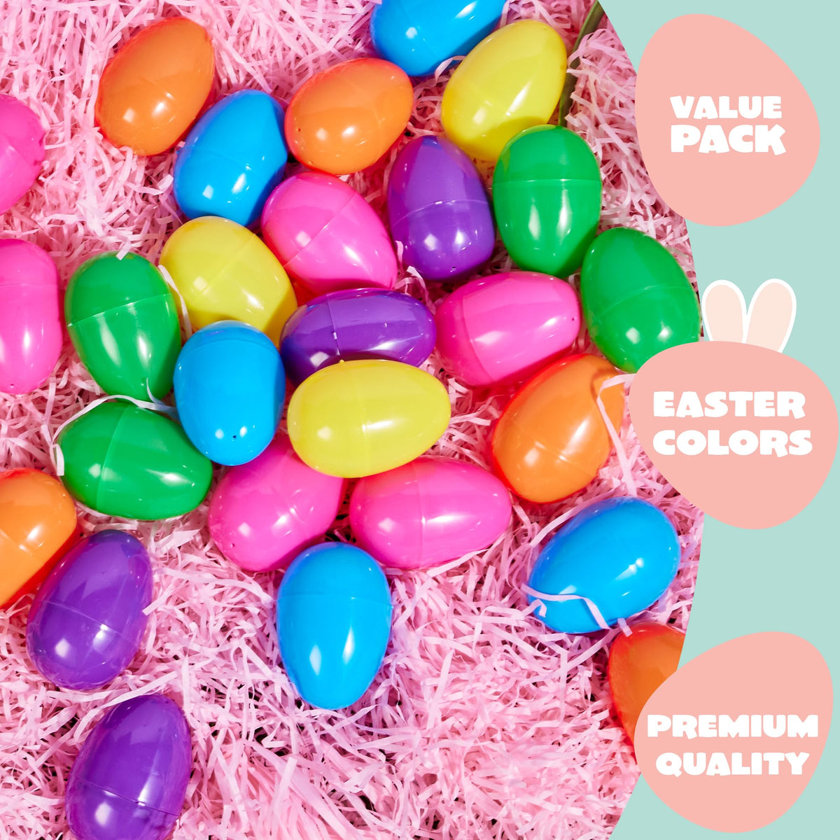 200PCS Fillable Plastic Eggs Empty Colorful Bright Eggshells 3.15"