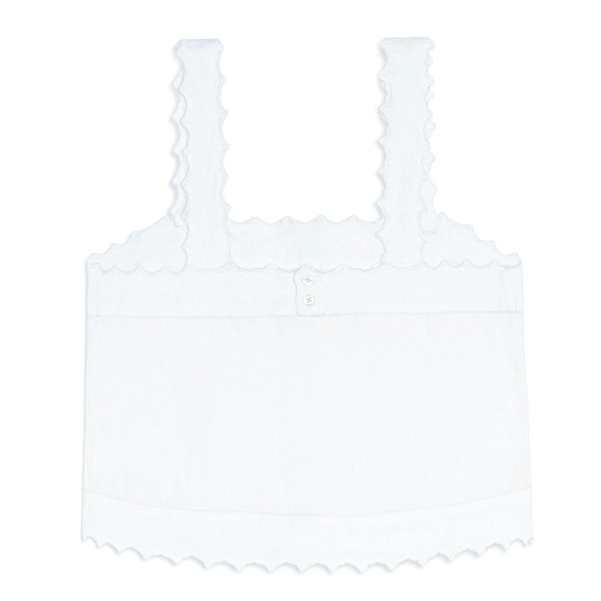 women's white linen scalloped tank