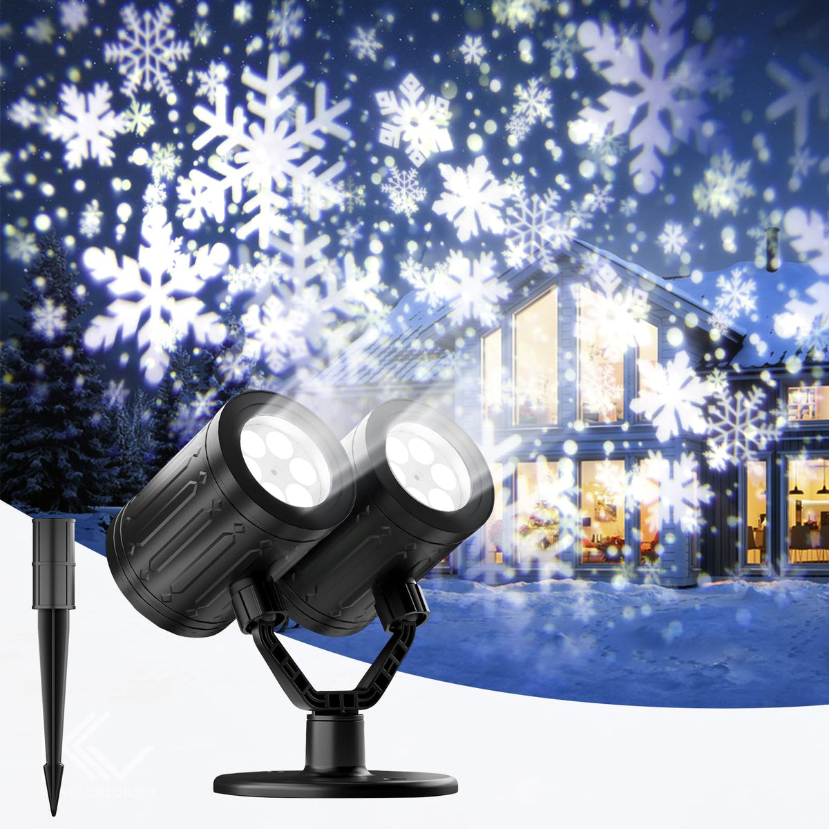 Christmas Snowflake Projector Lights Outdoor Double Head