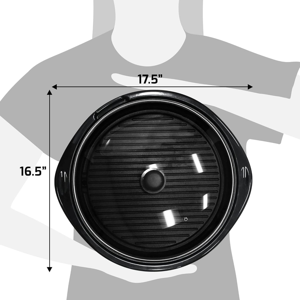 Indoor Electric Grill with 14-Inch Nonstick Plate and Glass Lid, Dishwasher Safe