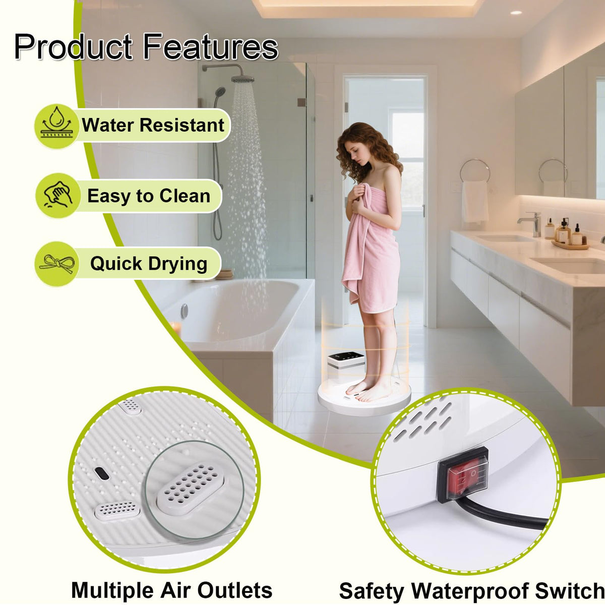 Full Body Dryer After Shower, Body Care Dryer, 1500W Body Heater Blow Dryer,Foot Touch Screen, for Home and Bathroom