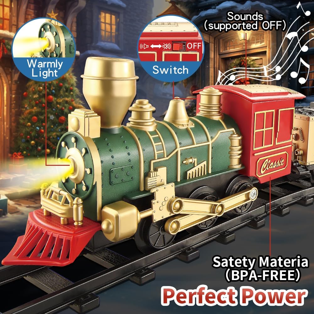 XINGYING Electric Train Set for Kids Ages 4-8, Complete Toy Train with Lights & Sounds, Train Toys with Cars & Tracks for Christmas and All-Year Play