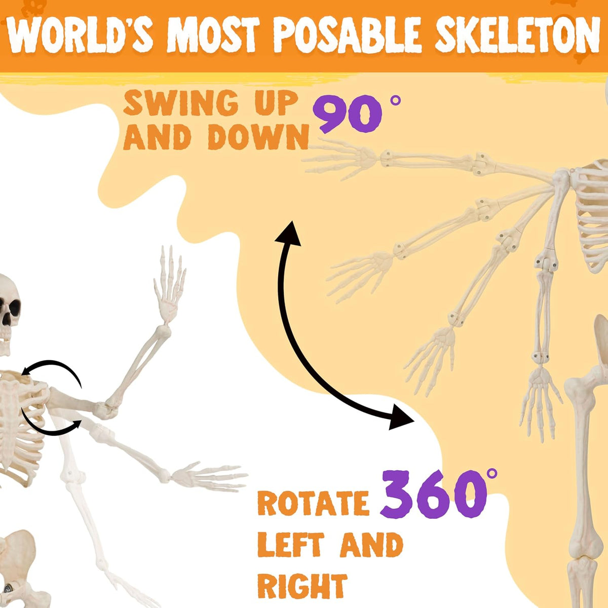 JOYIN 2 PCS 3 FT Posable Skeletons - Halloween Hanging Decoration