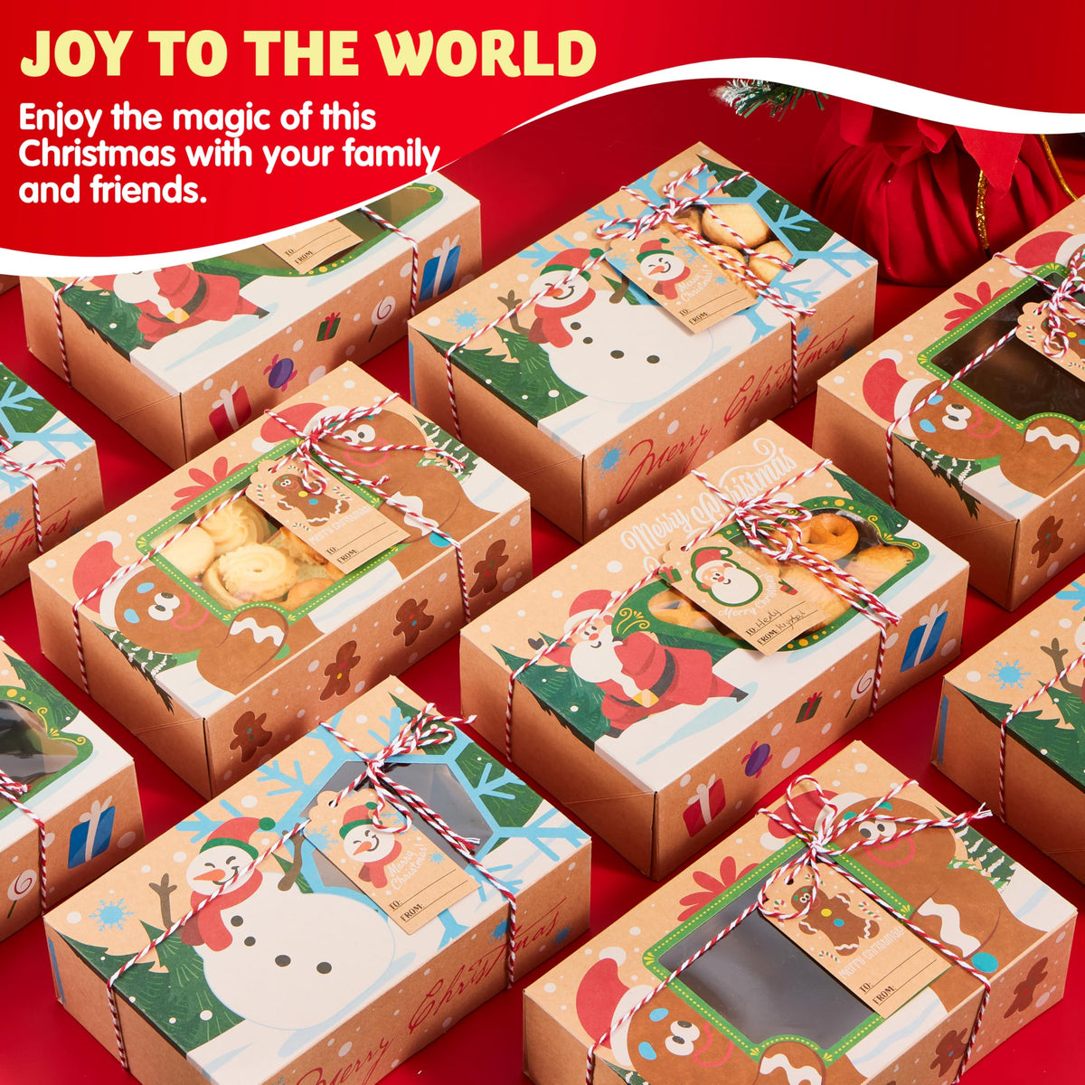 24 PCS Christmas Cookie Gift Baking Box with Window Auto-Popup