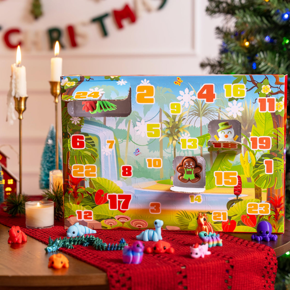 24 Pcs Christmas Advent Calendar 3D Printed Toys