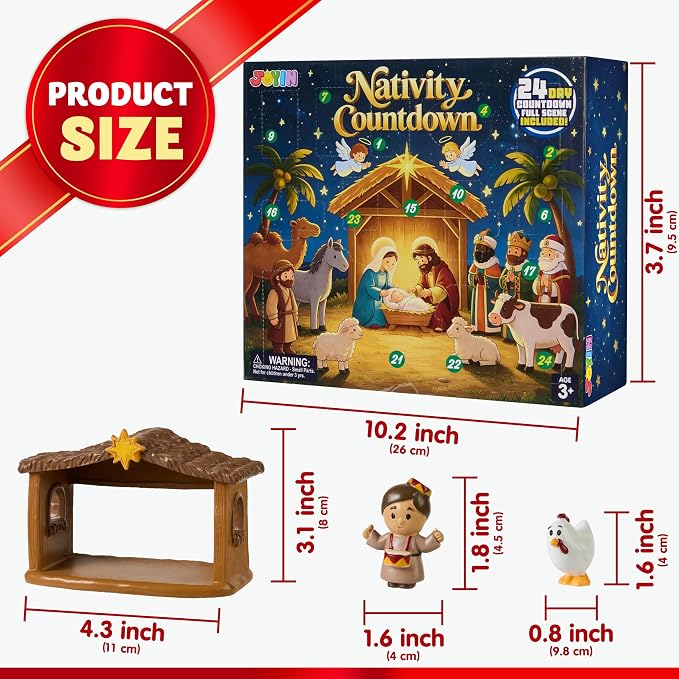JOYIN 24 PCS Christmas Advent Calendar - Nativity Figurine Set