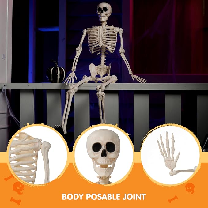 JOYIN 2 PCS 3 FT Posable Skeletons - Halloween Hanging Decoration