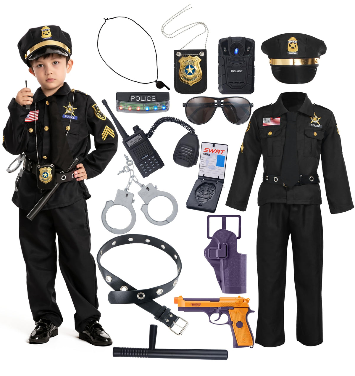 JOYIN 14-Piece Halloween Police Officer Role-Play Set for Kids