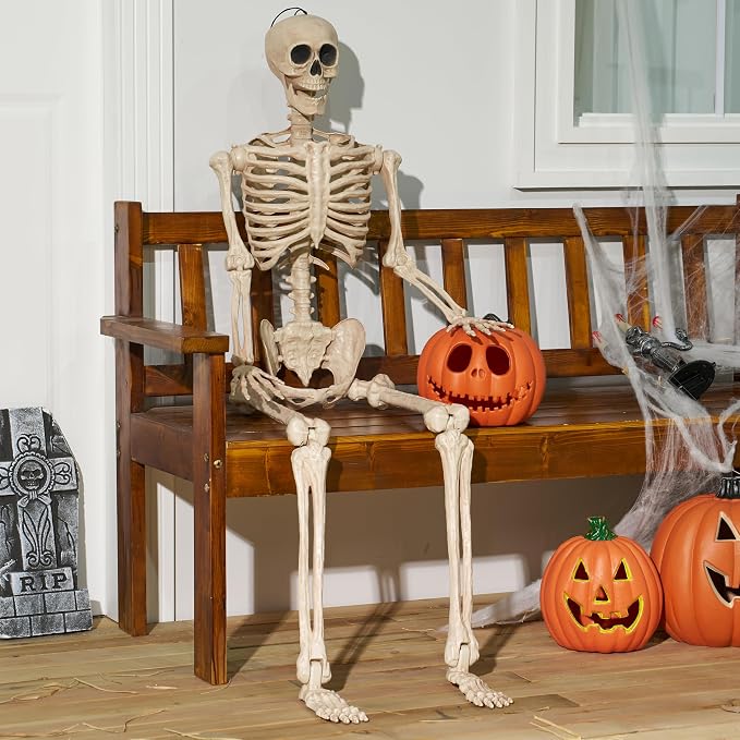 JOYIN 5 FT Posable Skeleton - Life Size Halloween Decoration