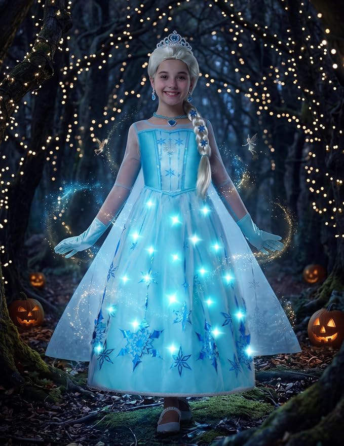 JOYIN Girls Ice Princess Dress - Light-Up Halloween Costume