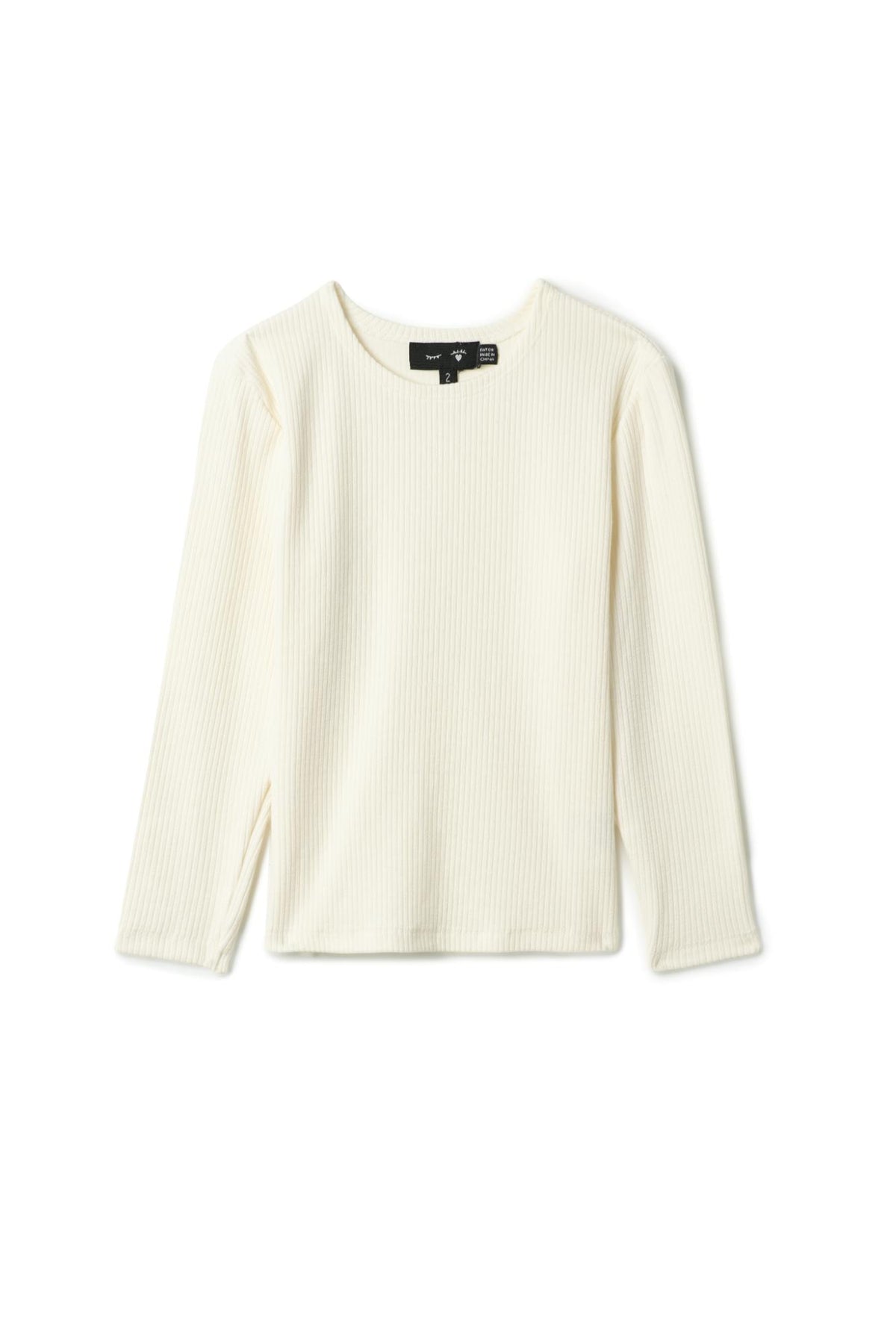 Pointelle Long Sleeve Rib Top