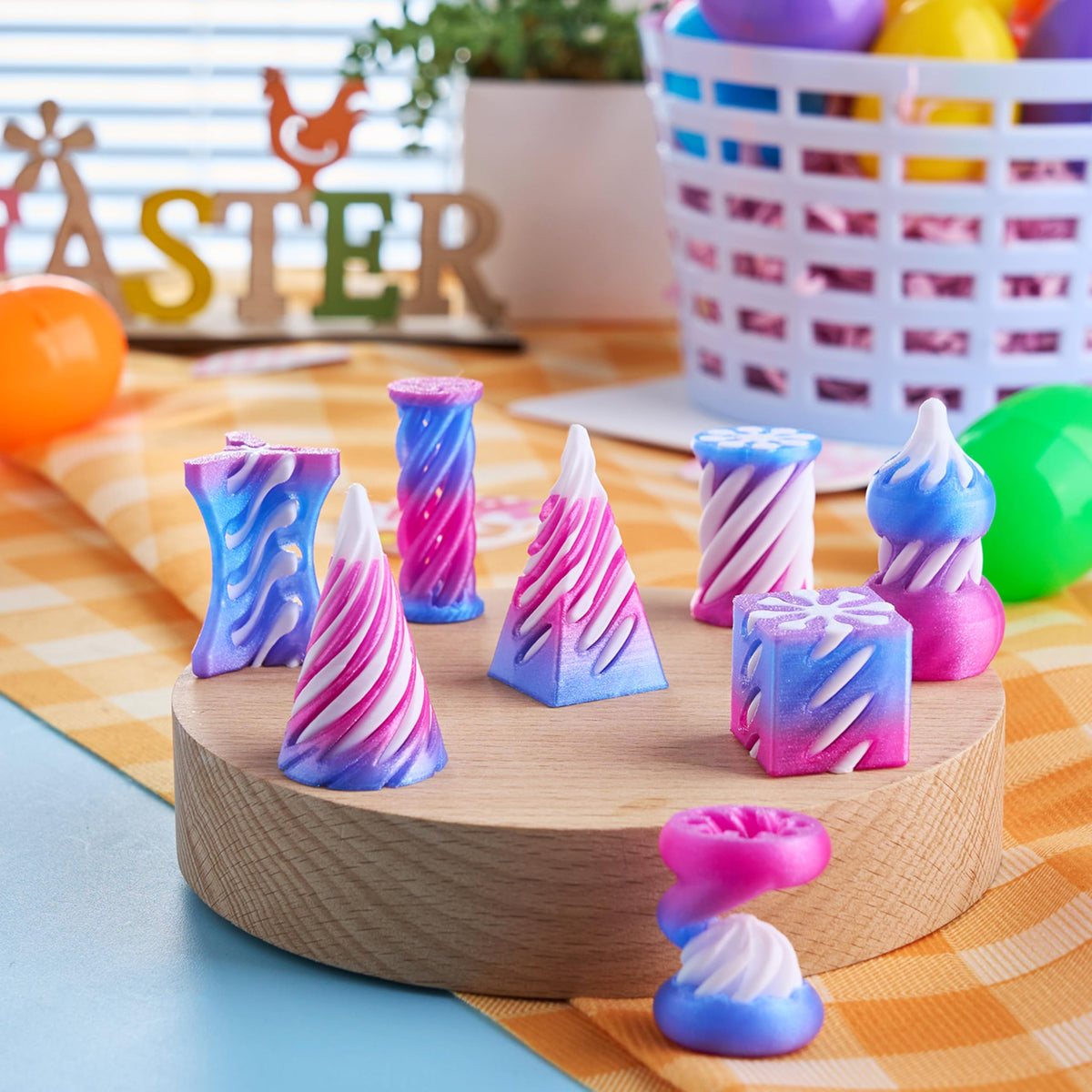 8 Pcs Prefilled Easter Eggs 3D Printed Impossible Cone Fidget Toys, Easter Party Favors for Kids
