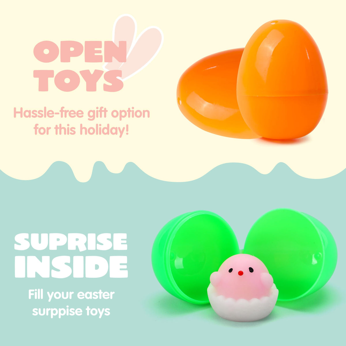 48 Pcs Easter Prefilled Eggs with Mochi Squishy Toys