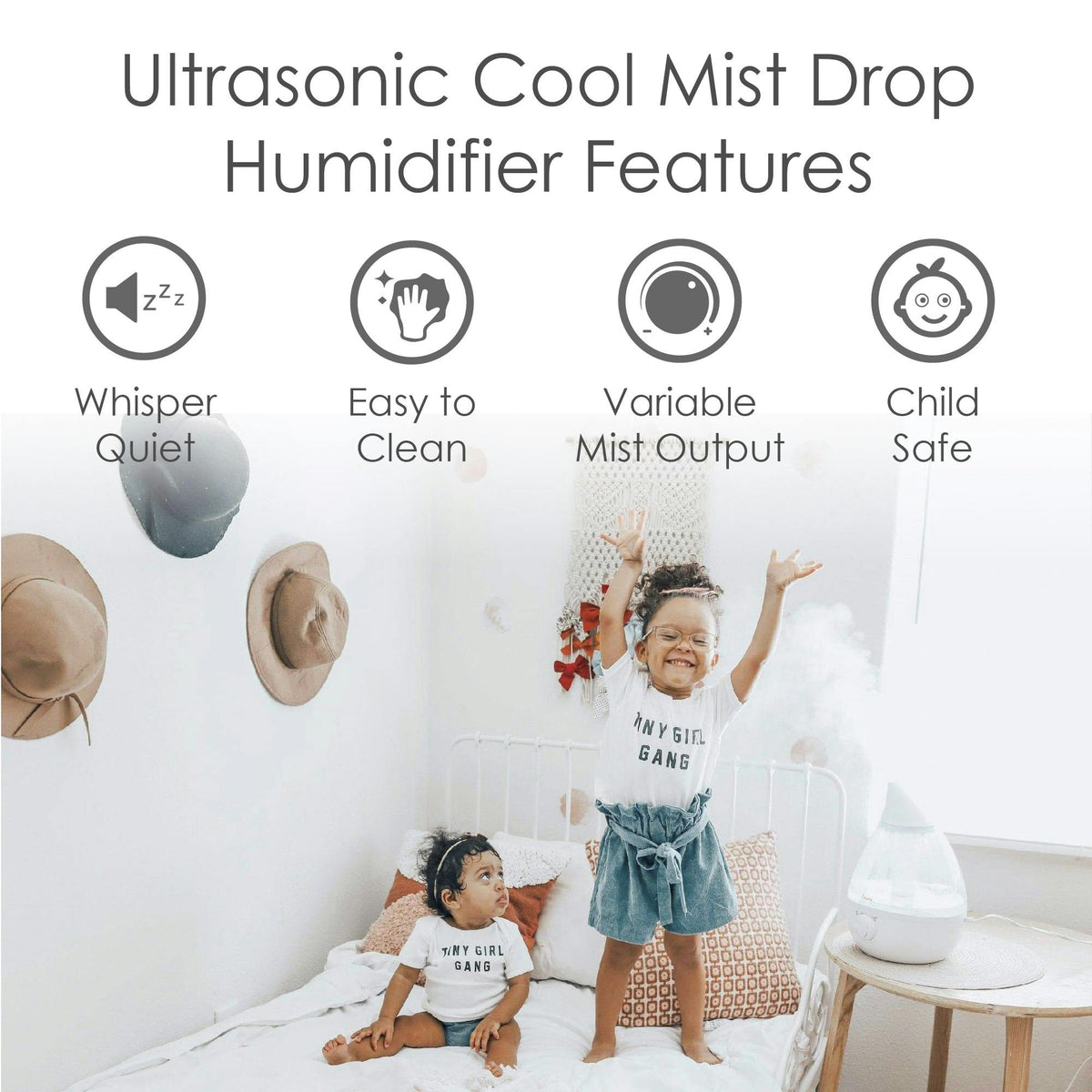 Crane 1 Gallon Drop Shape Cool Mist Humidifier for Nursery