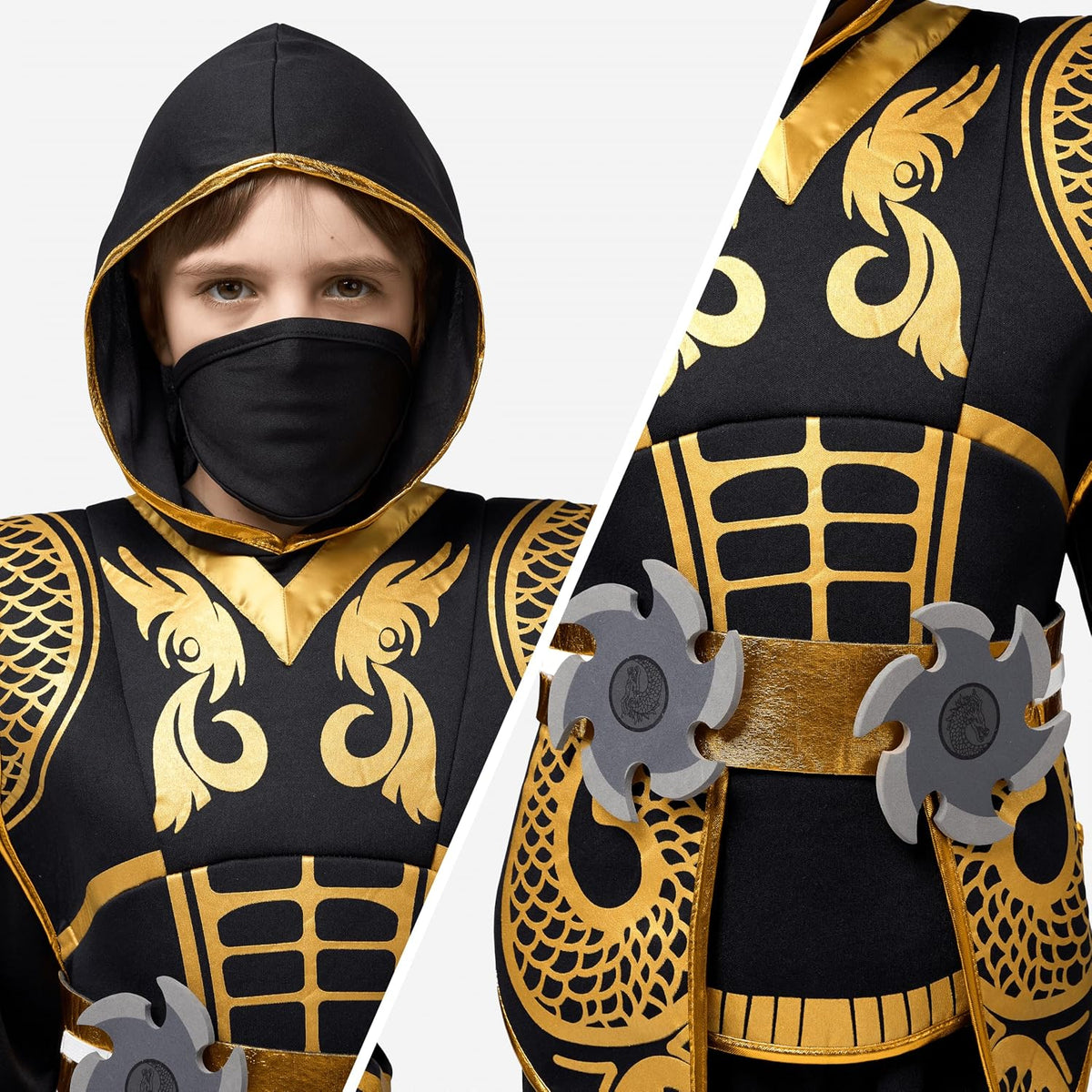 JOYIN Kids' Golden Halloween Ninja Costume Set