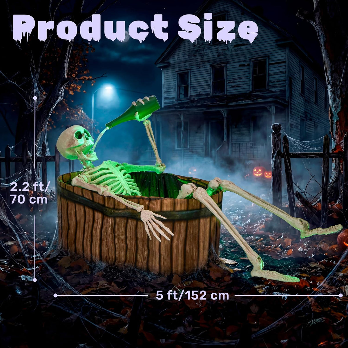 JOYIN 5 FT Animatronic Drinking Skeleton - Light-Up Halloween Outdoor Prop
