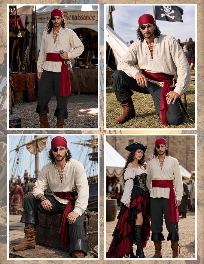 JOYIN Men's Pirate Costume - Adult Halloween Renaissance Outfit