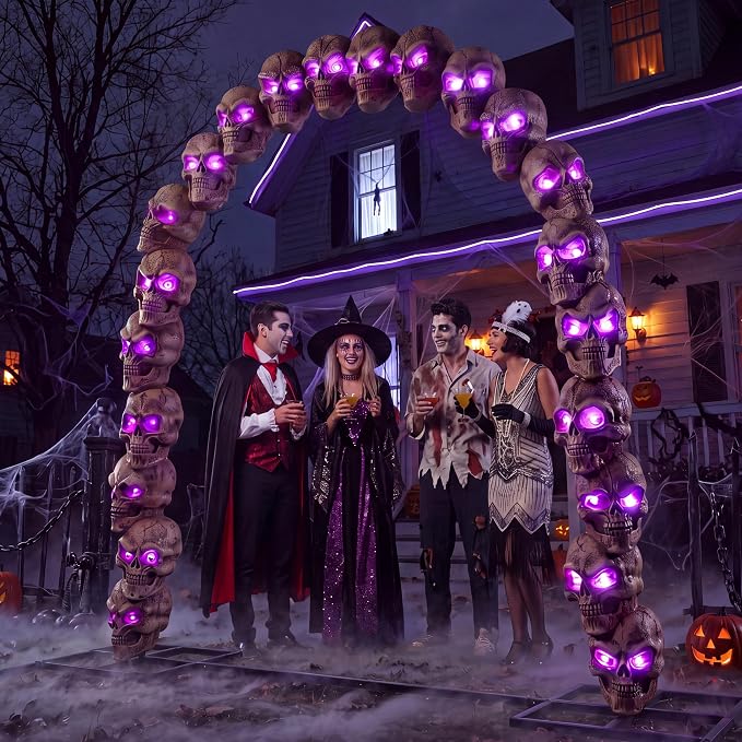 JOYIN 7.2 FT RGB Skull Archway - LED Halloween Outdoor Decoration