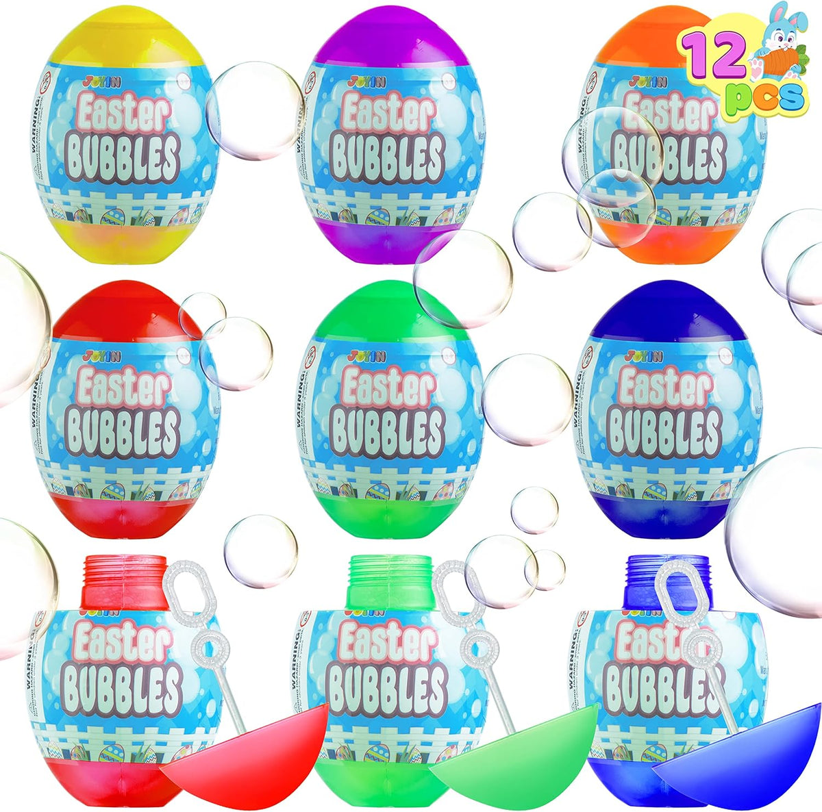JOYIN Colorful Easter Egg Bubble Wands 12 Pack