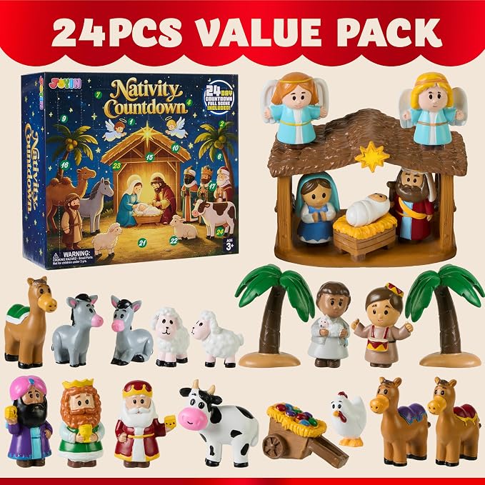 JOYIN 24 PCS Christmas Advent Calendar - Nativity Figurine Set