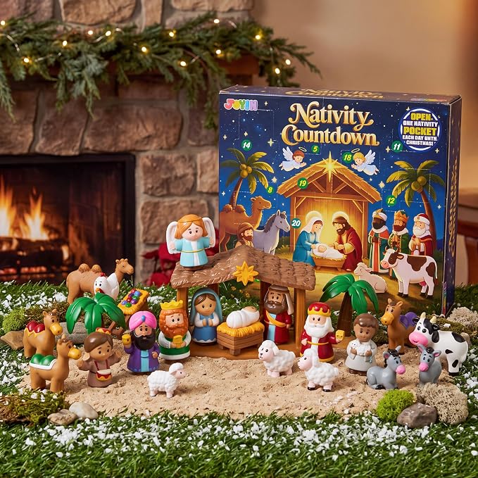 JOYIN 24 PCS Christmas Advent Calendar - Nativity Figurine Set