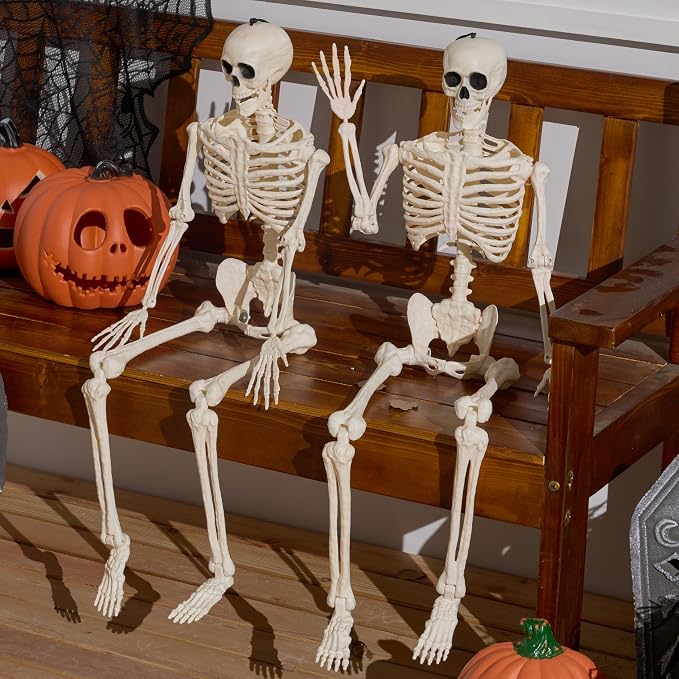 JOYIN 2 PCS 3 FT Posable Skeletons - Halloween Hanging Decoration