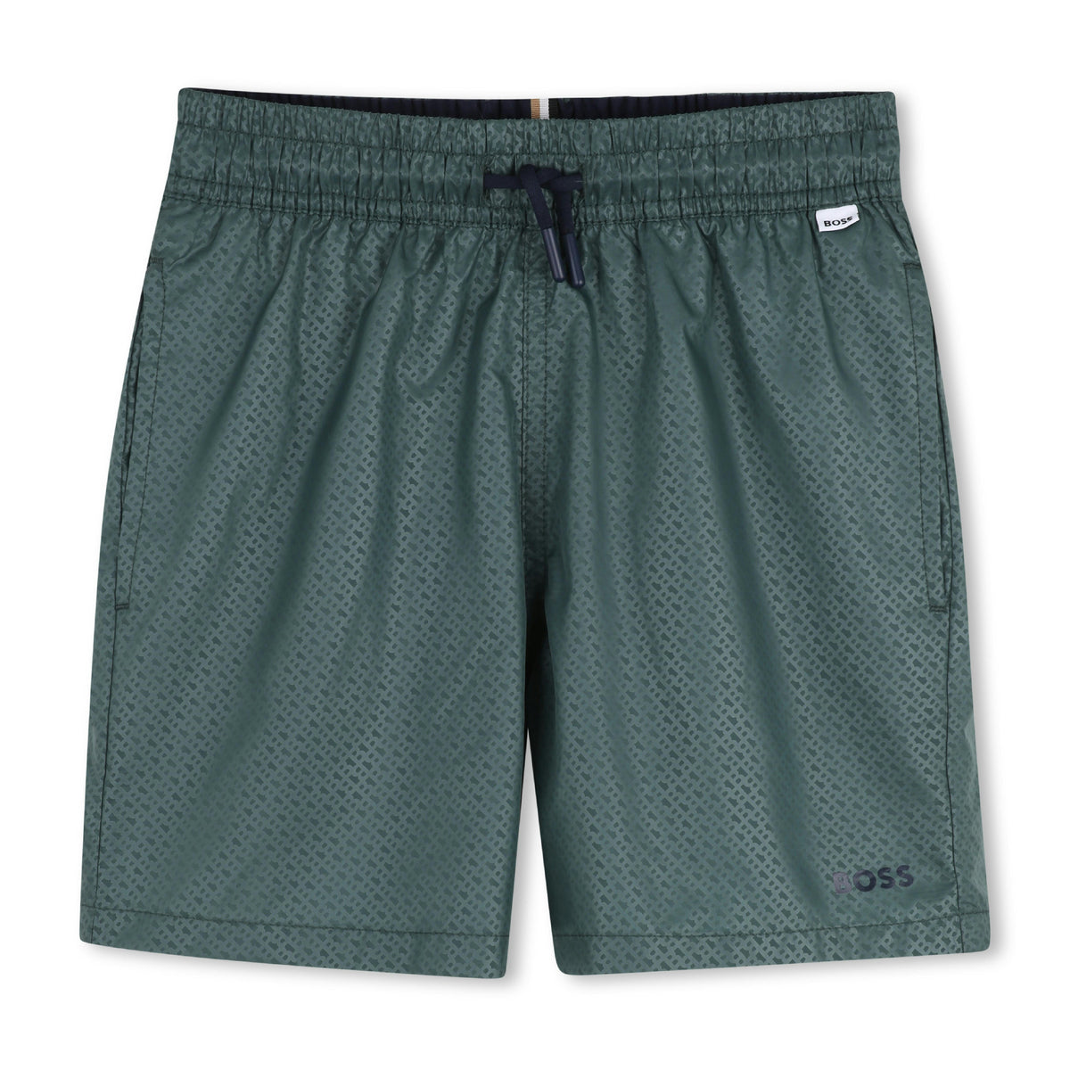 Green Patterned Logo Swimshorts