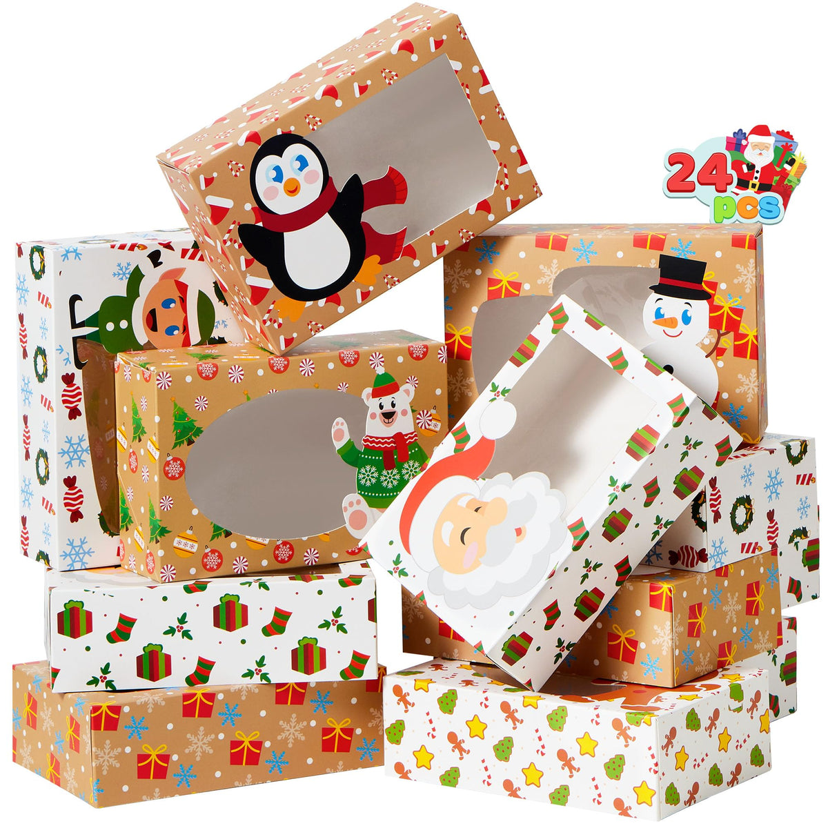 24 Pcs Christmas Cookie Boxes with Window