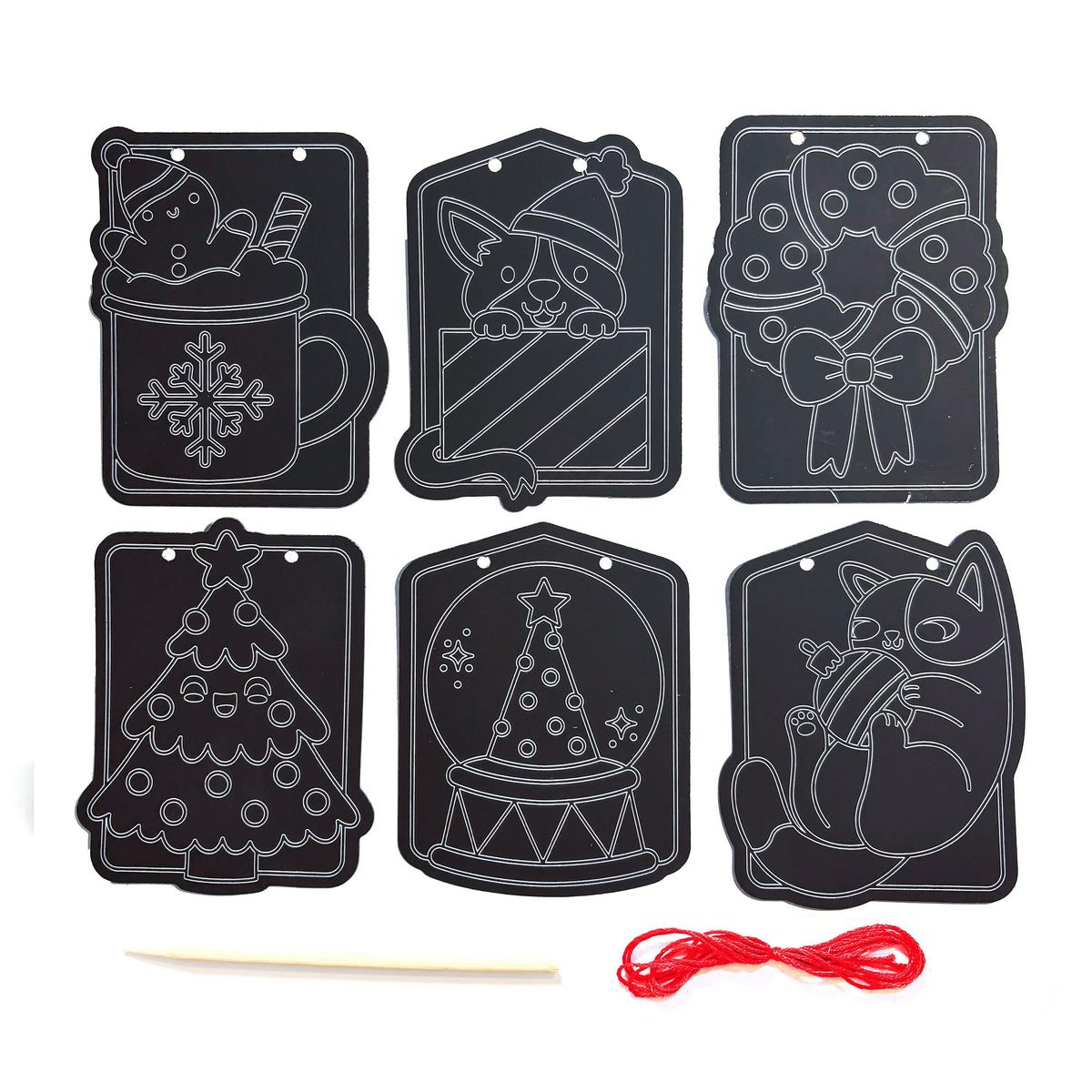 Scratch & Scribble Mini Window Banner Kit - Festive Friends - 6 Cards