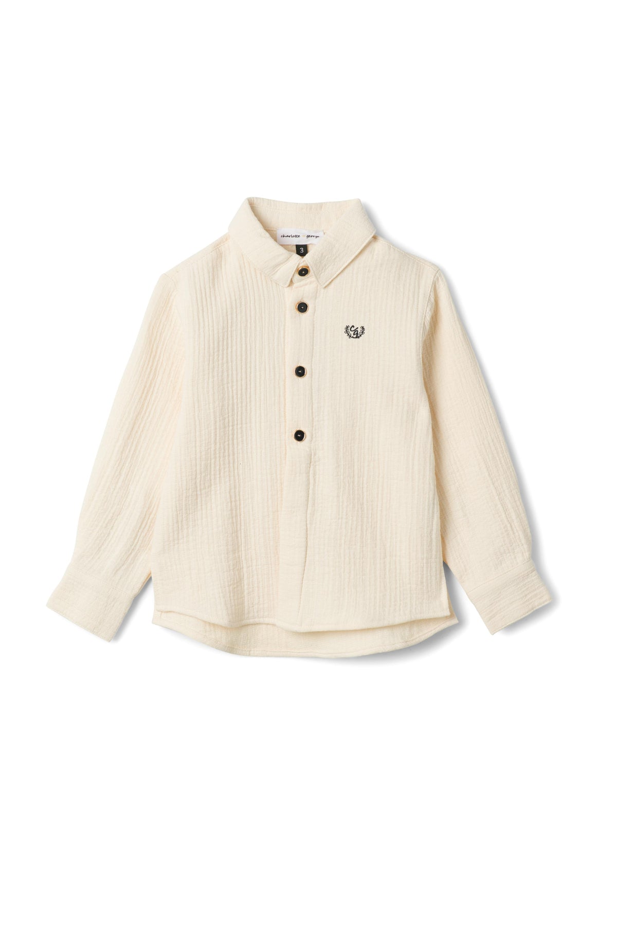 Crest Embroidered Button Front Shirt