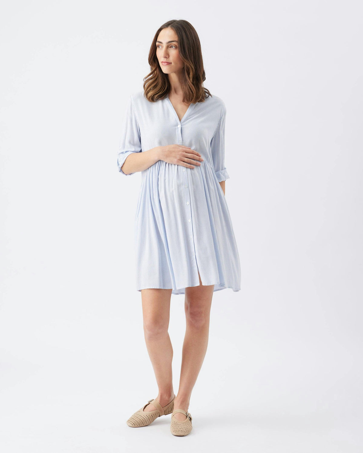 Sam Stripe Dress Sky Blue / White