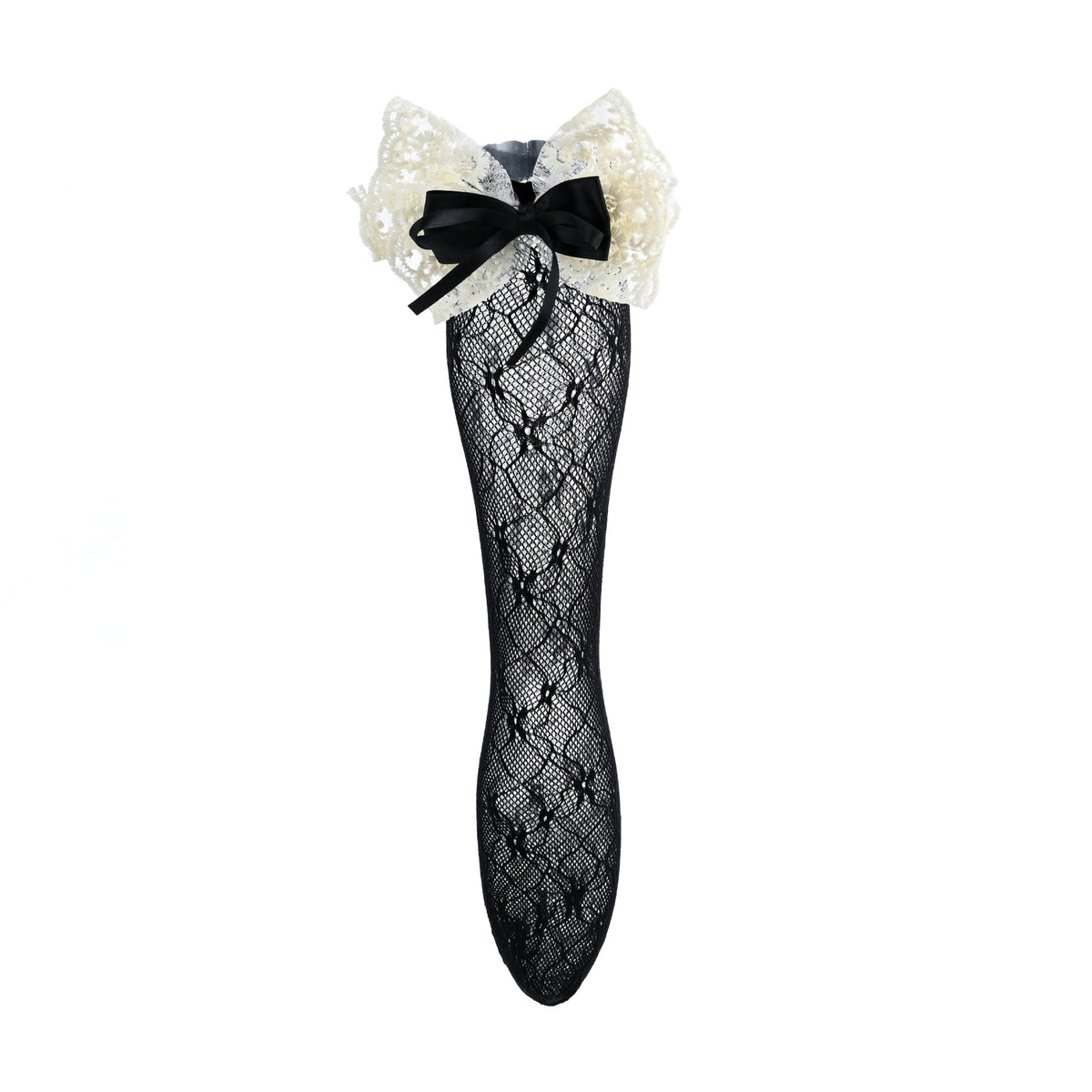 Embroidered Ribbon Bow Long Socks