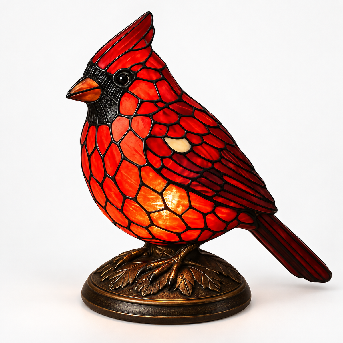 Cardinal Bird Decorative Lamp Stained Glass Nightlight