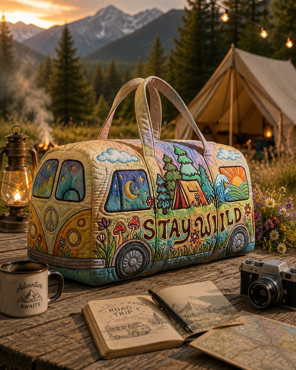 Hippie Van Quilted Duffle Bag