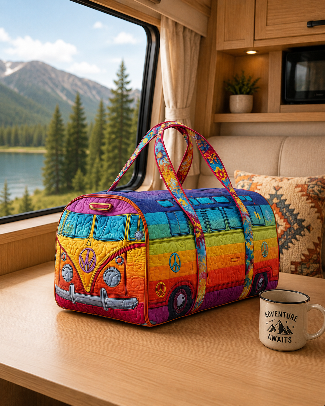 Hippie Van Quilted Duffle Bag