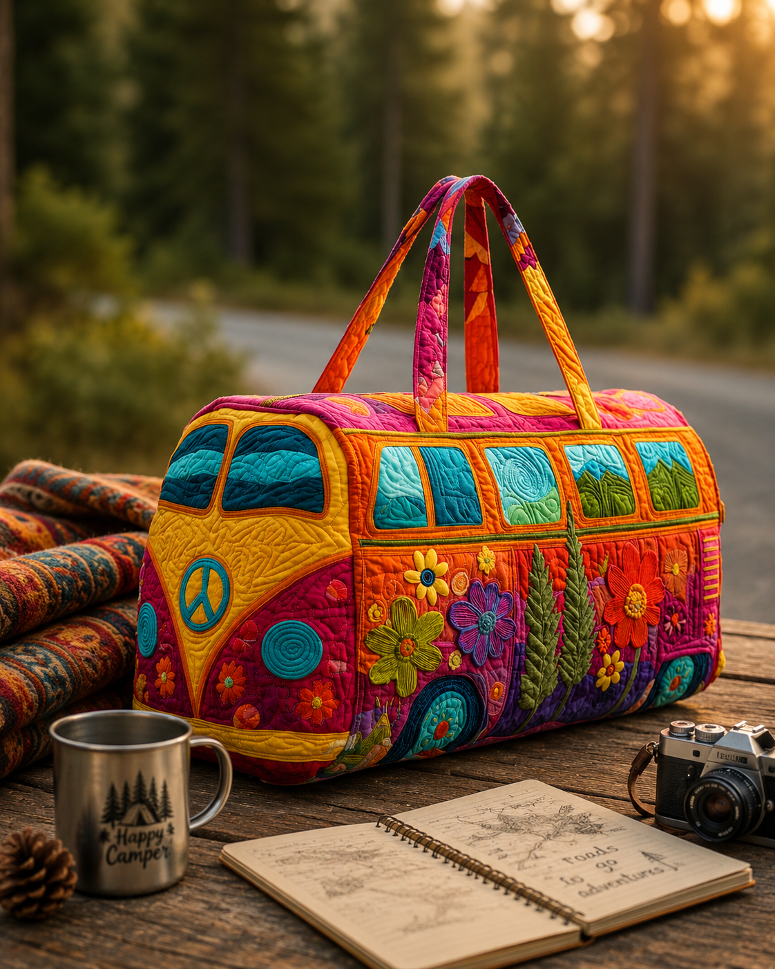 Hippie Van Quilted Duffle Bag