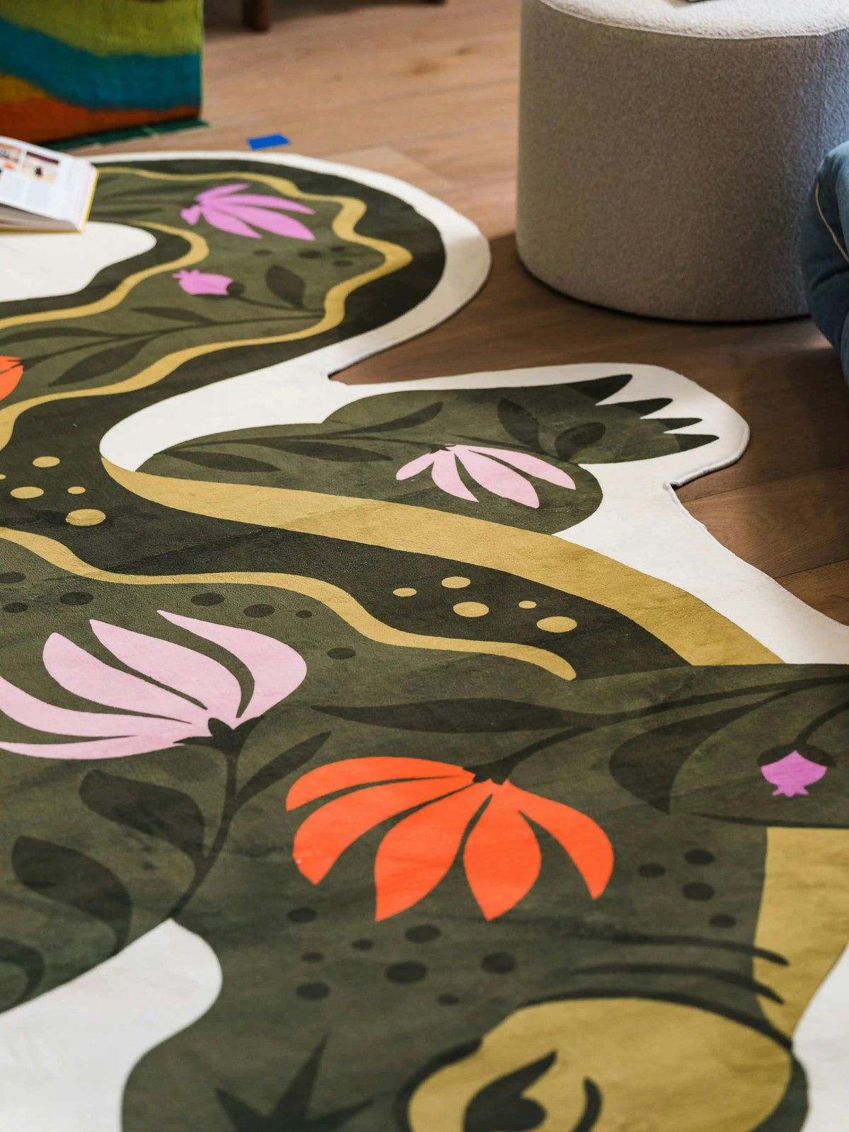 Green Animal Shaped Crocodile Rug by Jessica Miller