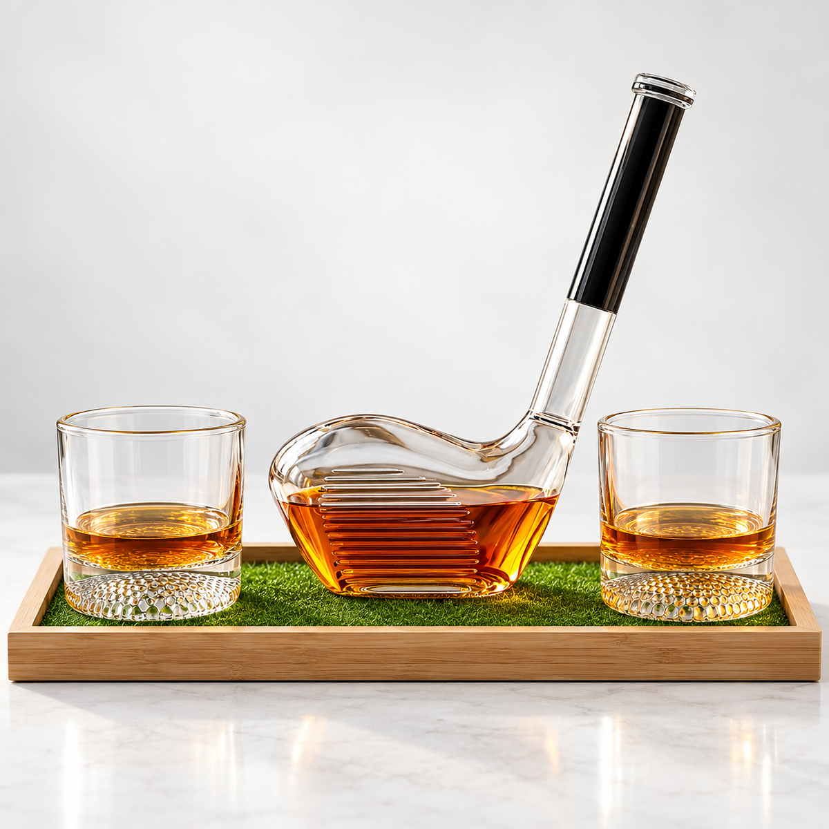 Golf Decanter Set Club Whiskey Includes Tray Glasses