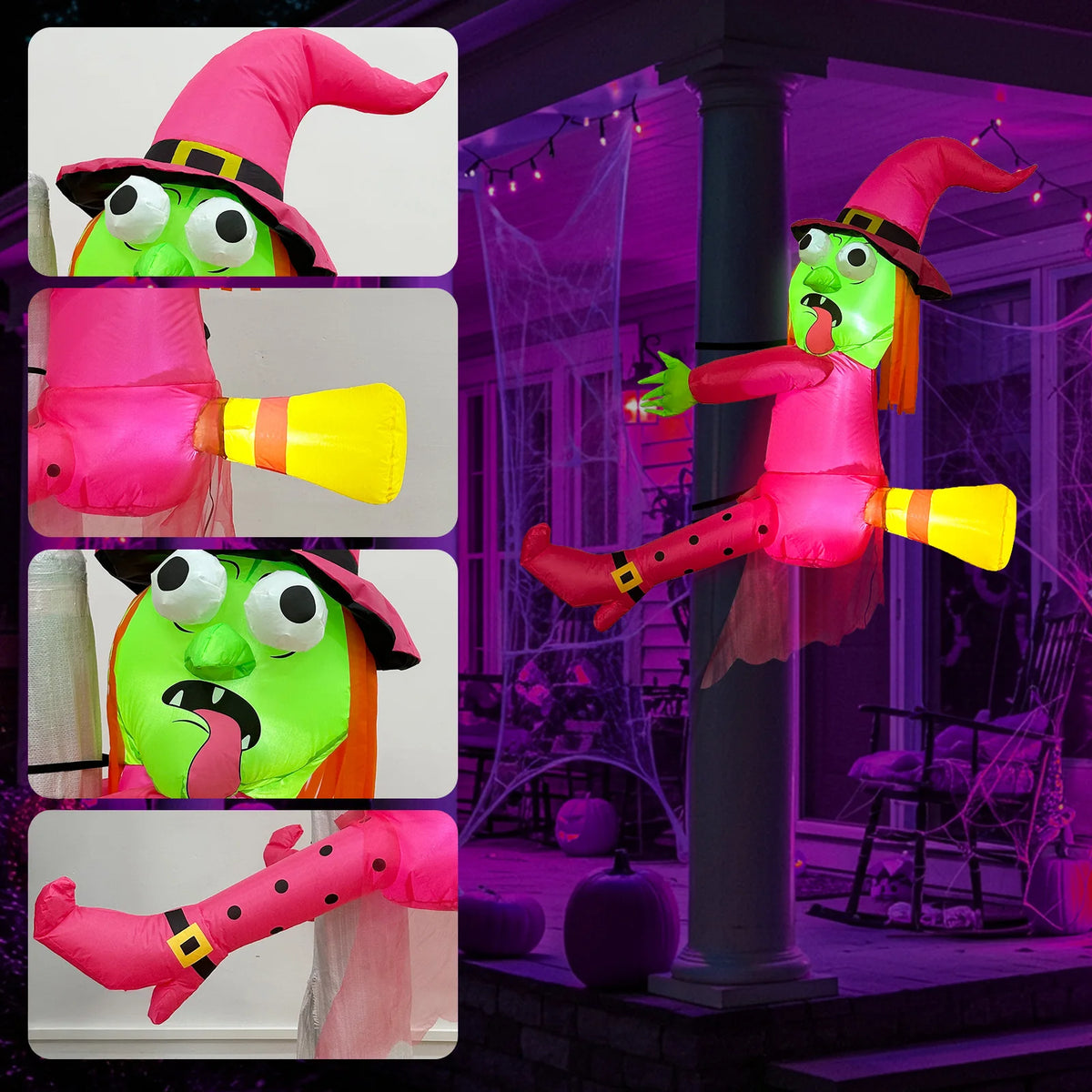 Halloween Inflatable Crashing Witch LED Decoration 1.5m